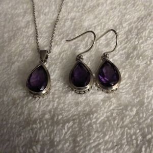 Amethyst Sterling Silver Necklace & Earrings set